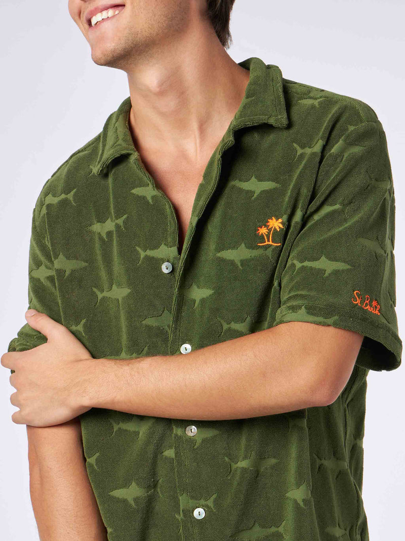 Camicia da uomo in spugna verde militare