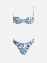 Bügel-Bralette-Bikini für Damen mit Paisley-Print