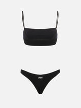 Bikini da donna a bralette nero in lurex Sadie Naomi