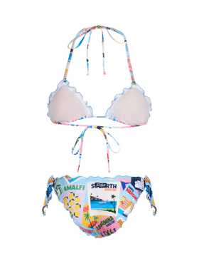 Klassischer Damen-Triangel-Bikini mit Postkartendruck Sarius
