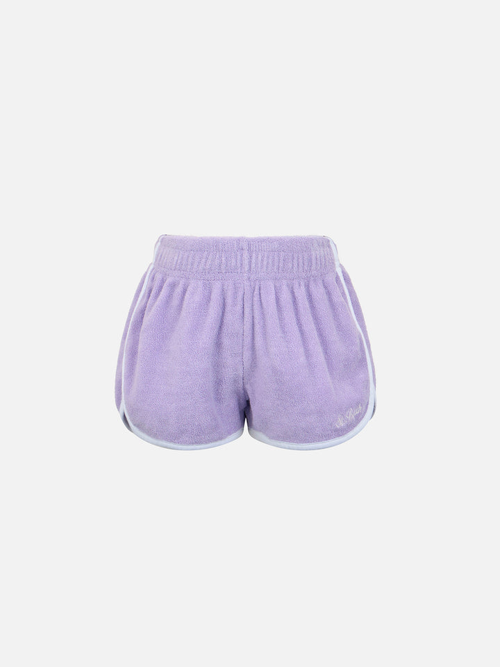 Girl lilac terry pull up shorts Curly