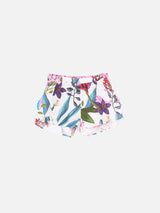 Pantaloncini da bambina con stampa tropicale