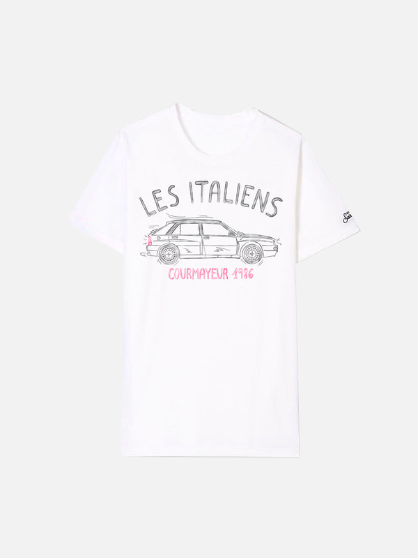 Baumwoll-T-Shirt „Les Italiens Courmayeur 1986“.