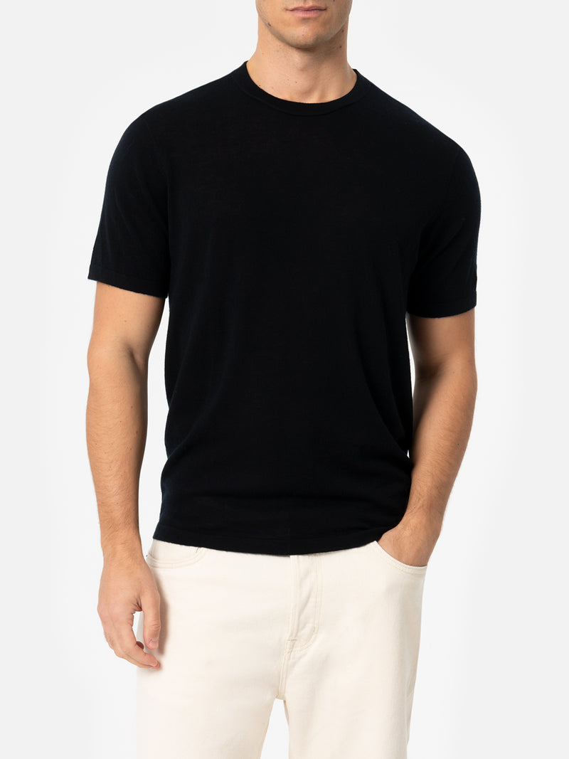 T-shirt da uomo in misto cashmere nero Scott