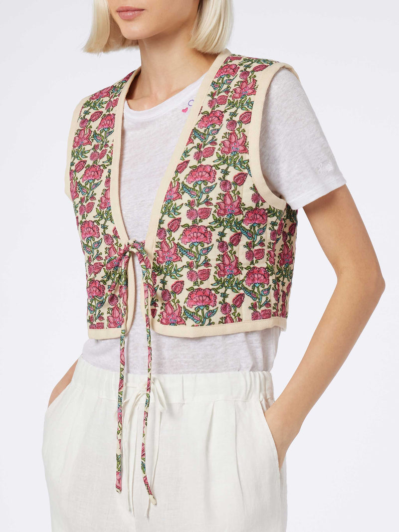 Gilet imbottito da donna ricamato