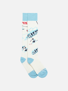 Calza lunga da uomo con stampa jacquard cartolina Après Ski