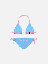 Girl light blue triangle bikini