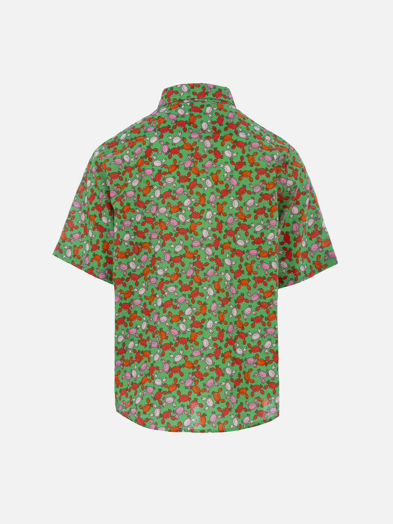 Boy muslin cotton shirt Sharouk with crabs print