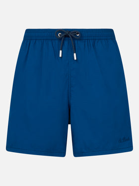 Patmos marineblaue Seersucker-Badeshorts