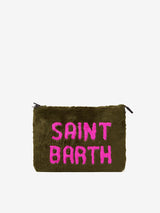 Grüne Parisienne-Umhängetasche Clutch aus Kunstfell