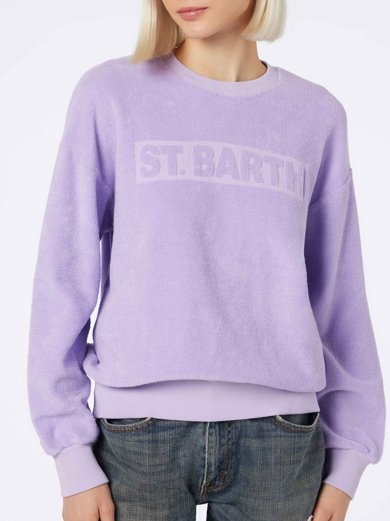 Fliederfarbenes Stardust-Sweatshirt für Damen aus Frottee-Baumwolle
