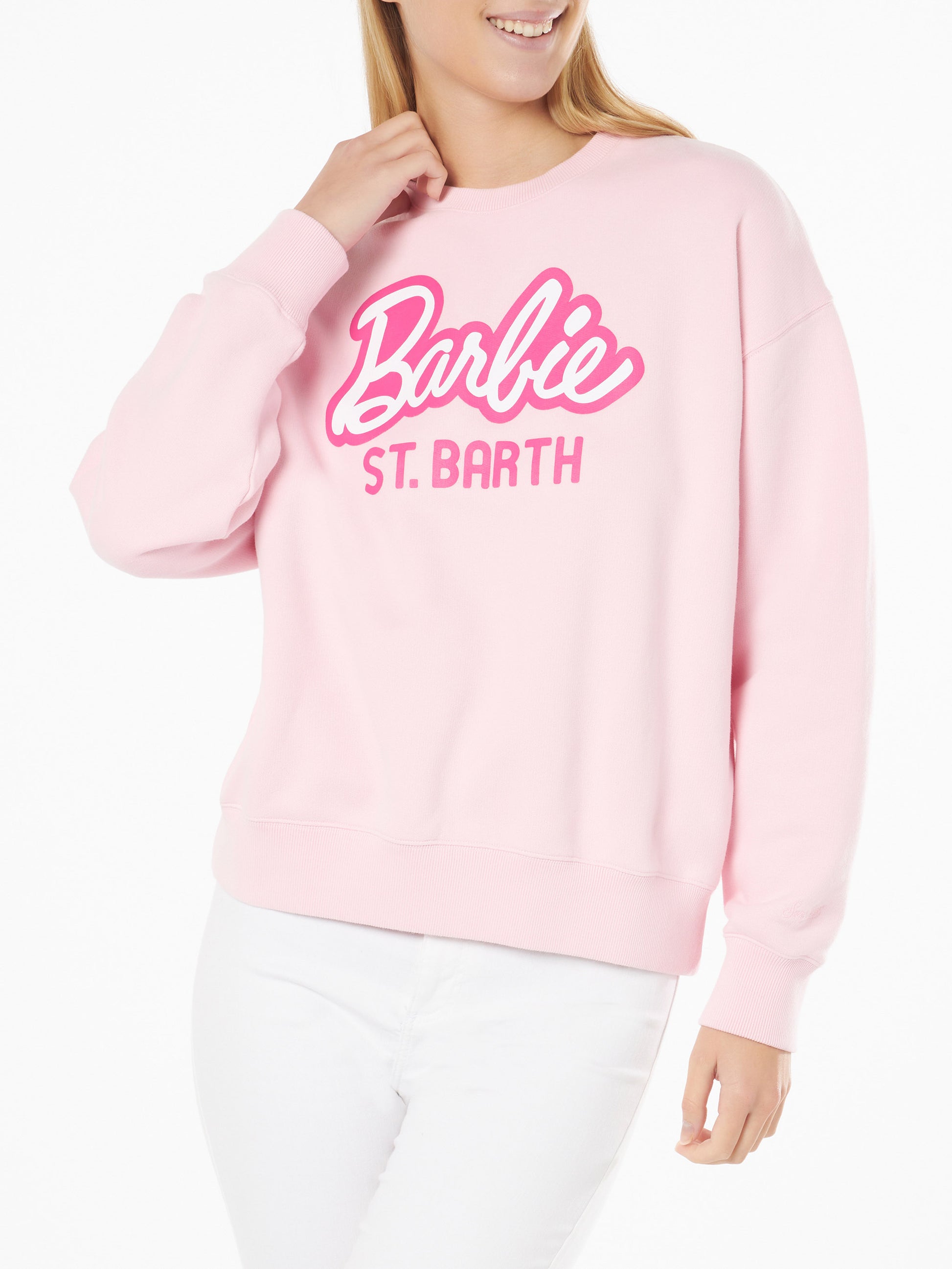 Woman fleece sweatshirt with Barbie St. Barth print | BARBIE SPECIAL EDITION - MC2 Saint Barth