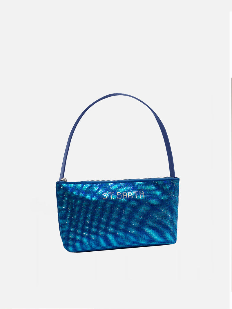 Borsa mini con strass bluette