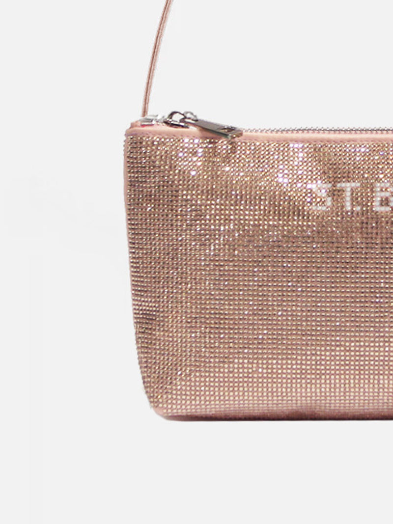 Mini bag with rose gold rhinestones