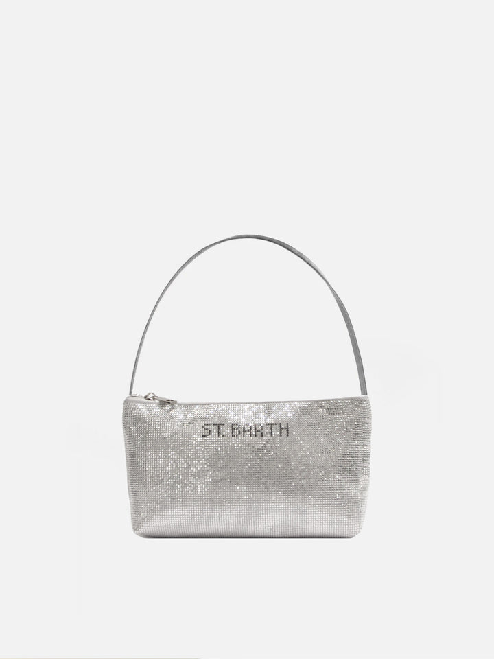Borsa mini con strass argento