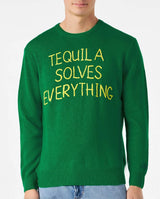 Maglia da uomo verde con ricamo Tequila solves everything