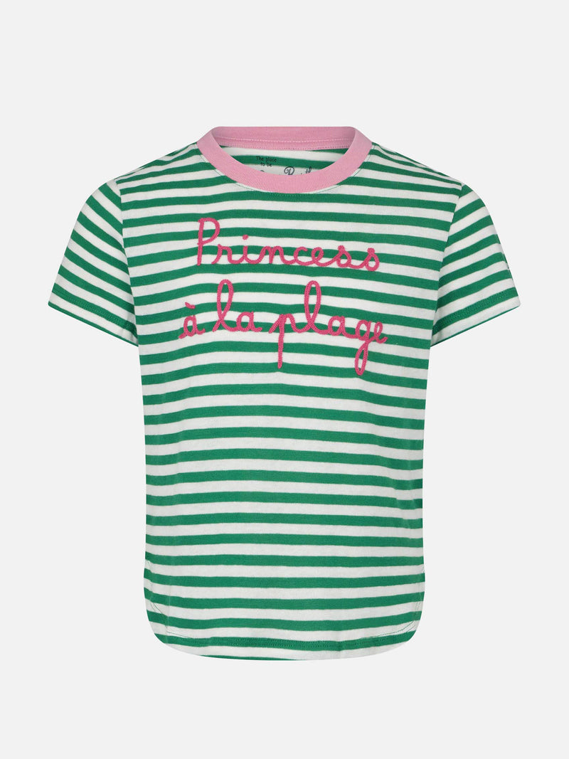 Mädchen-T-Shirt mit Streifen und Stickerei