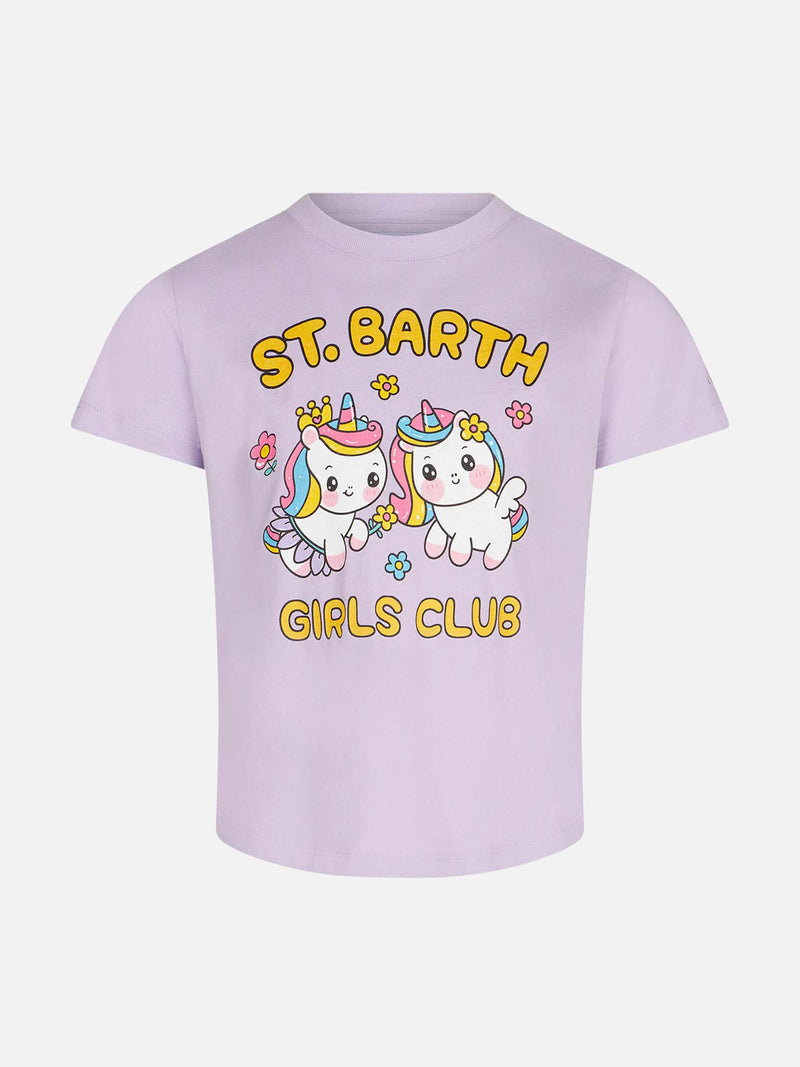 Mädchen-T-Shirt mit St. Barth Girls Club- und Einhörner-Aufdruck