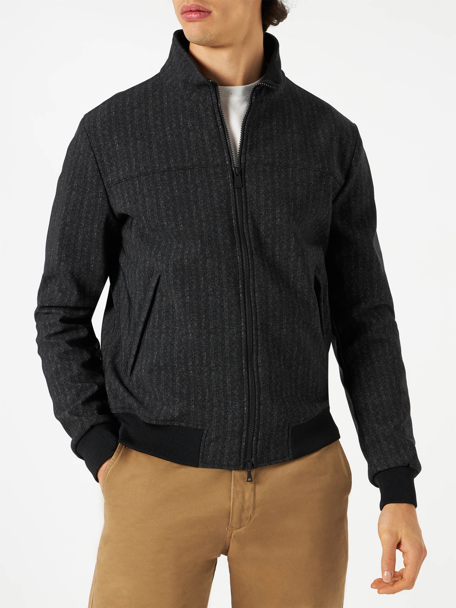 Man mid-weight herringbone bomber jacket Traveler - MC2 Saint Barth
