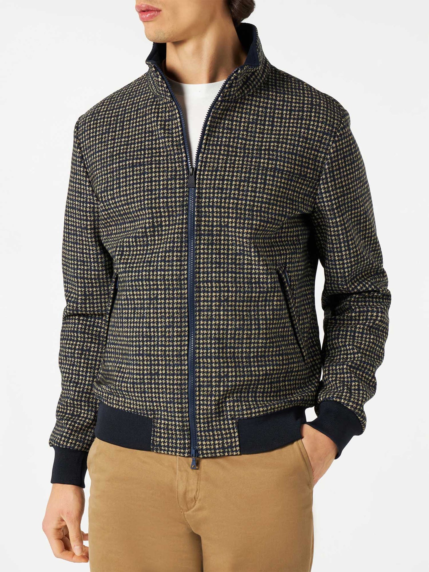 Man mid-weight houndstood bomber jacket Traveler - MC2 Saint Barth