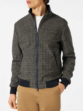 Man mid-weight houndstood bomber jacket Traveler - MC2 Saint Barth