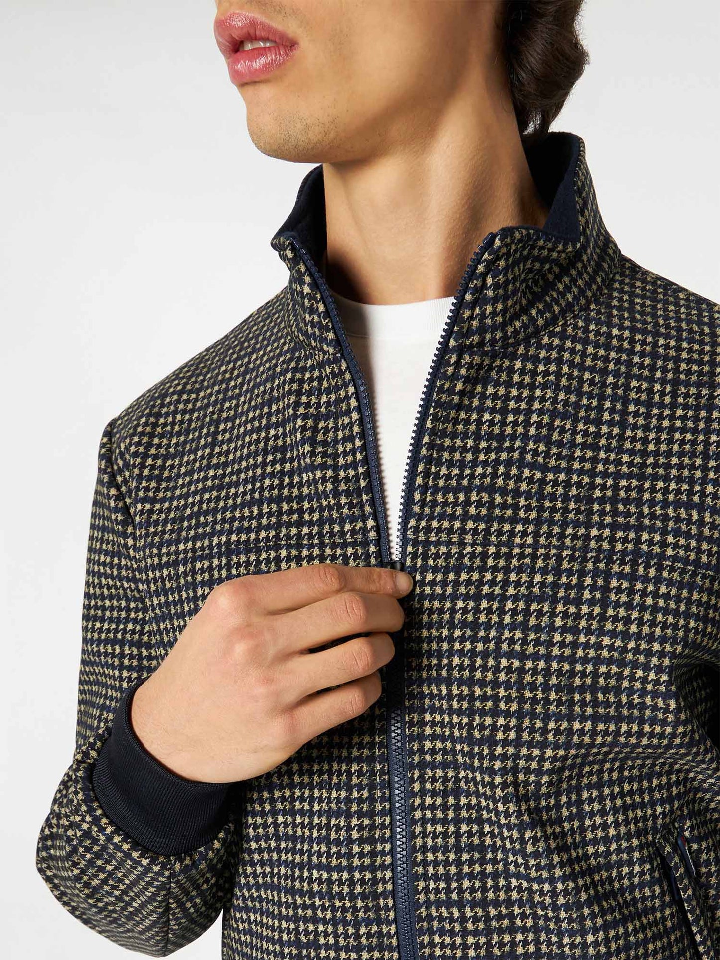 Man mid-weight houndstood bomber jacket Traveler - MC2 Saint Barth