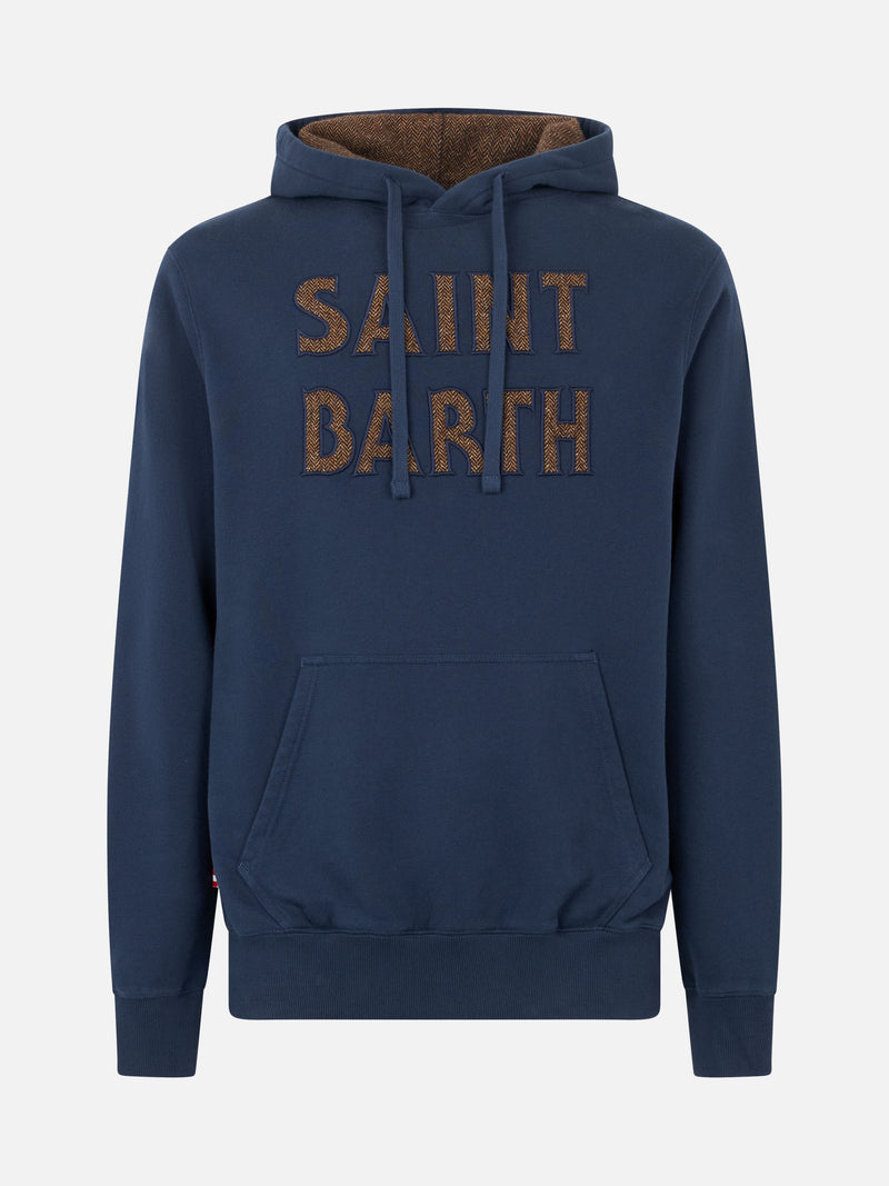 Felpa da uomo blu con patch Saint Barth