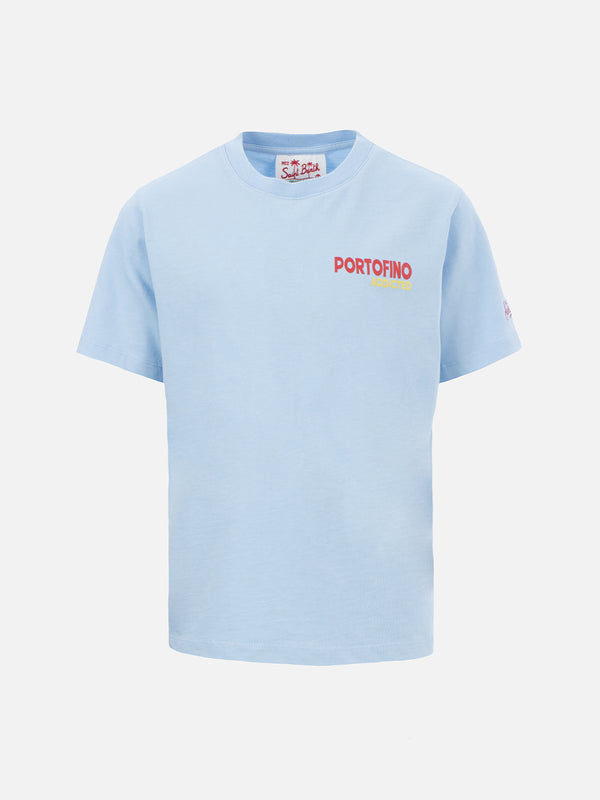 Baumwoll-T-Shirt für Jungen mit Postkarten-Print „Portofino Addict“.