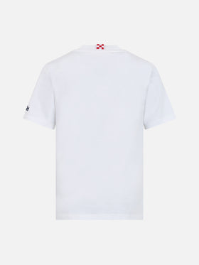T-shirt da bambino in cotone con stampa dello squalo King of the Beach