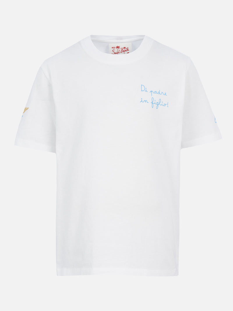 Cotton t-shirt with Di Padre in Figlio embroidery | SS LAZIO SPECIAL EDITION