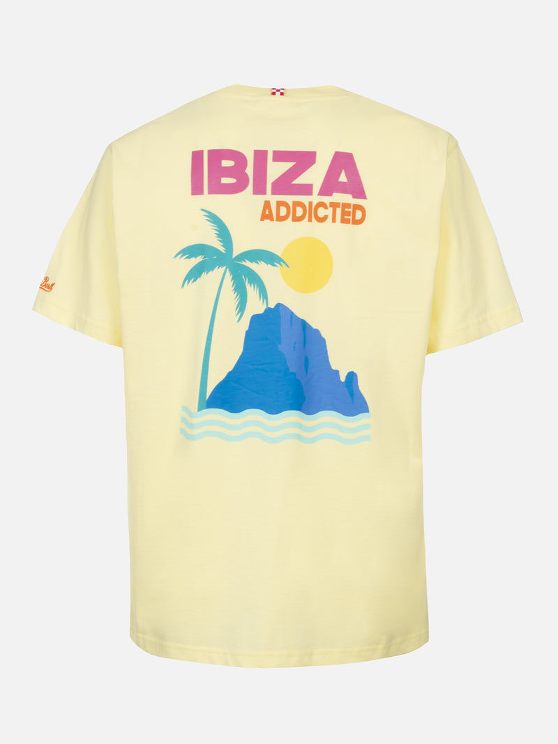 Baumwoll-T-Shirt für Herren mit platziertem „Ibiza Addicted“-Postkartendruck