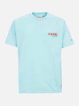 T-shirt uomo in cotone con stampa piazzata cartolina Capri Addicted