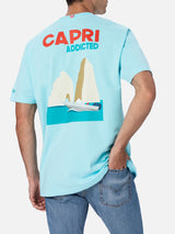 T-shirt da uomo in cotone con stampa piazzata cartolina Capri Addicted