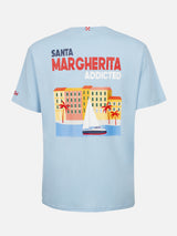 T-shirt uomo in cotone con stampa piazzata cartolina Santa Margherita Addicted