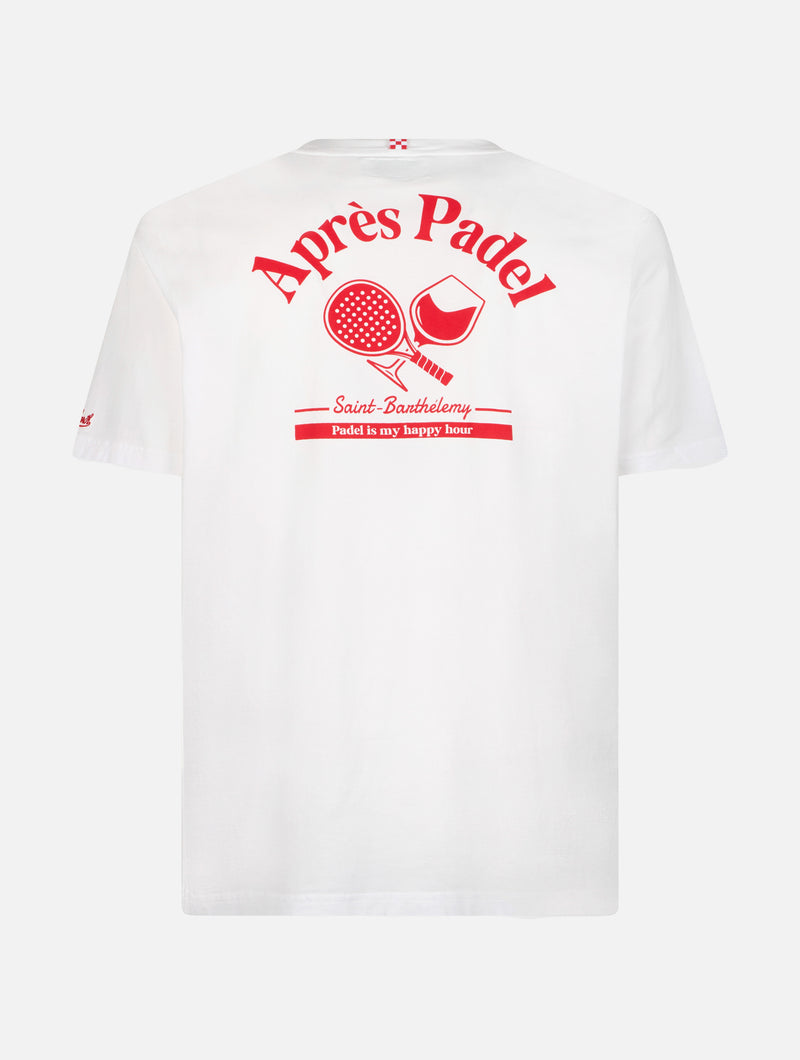 Man cotton t-shirt with Aprés Padel placed print