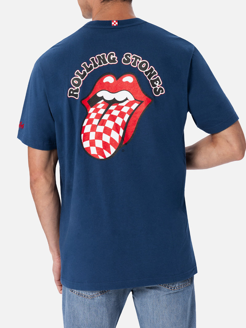 Herren-T-Shirt aus Baumwolle mit platziertem Rolling-Stones-Aufdruck auf Vorder- und Rückseite | ROLLING STONES SONDEREDITION