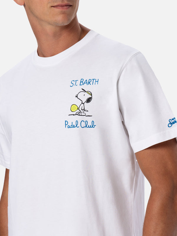 Man cotton t-shirt with Snoopy padel print and embroidery| SNOOPY PEANUTS™ SPECIAL EDITION