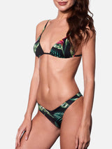 Bikini con top a triangolo stampa tropicale 
