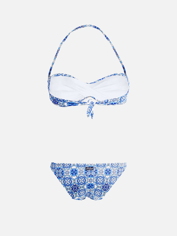 Bandeau-Bikini mit optischem Aufdruck