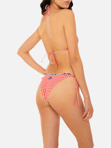 Woman triangle bikini with gingham print