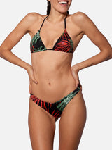 Tropical leaves jumbo print bikini with cheeky swim briefs