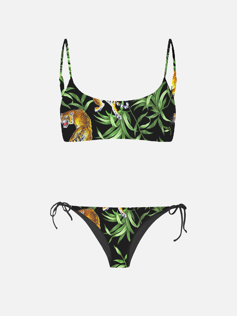 Bralette bikini with tigers print