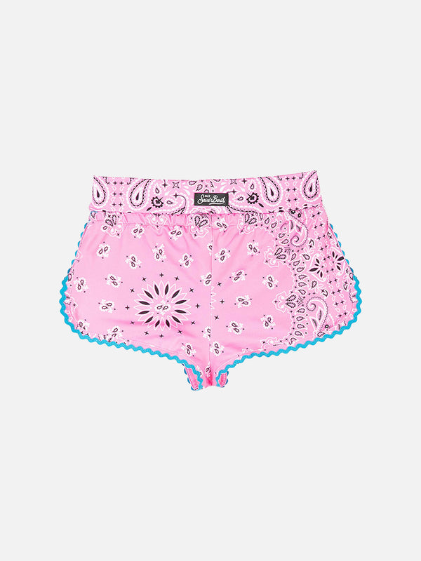 Pantaloncini da spiaggia da bambina stampa bandana