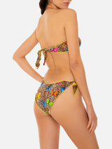 Woman bandeau bikini with butterfly print