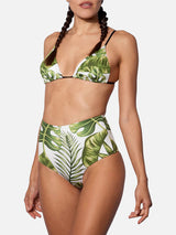 Bikini a triangolo stampa jumbo foglie tropicali 
