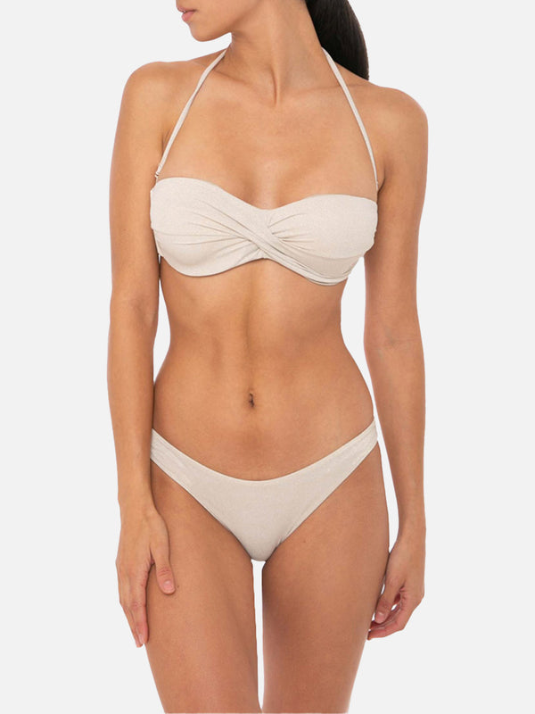 Goldfarbener Bandeau-Bikini