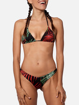 Tropical leaves jumbo print bikini with cheeky swim briefs
