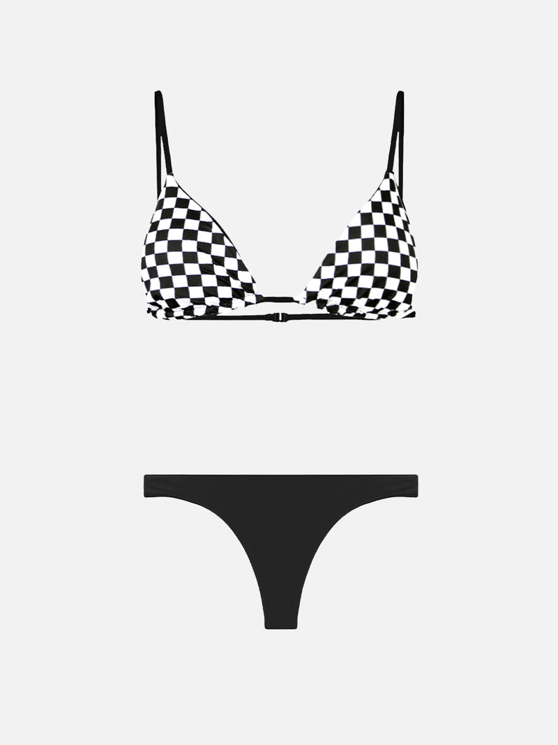 Damen-Triangel-Bikini mit Gingham-Print