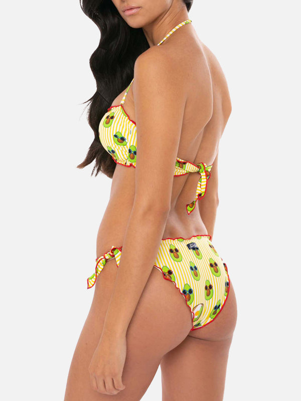 Bandeau-Bikini für Damen mit Avocado-Print