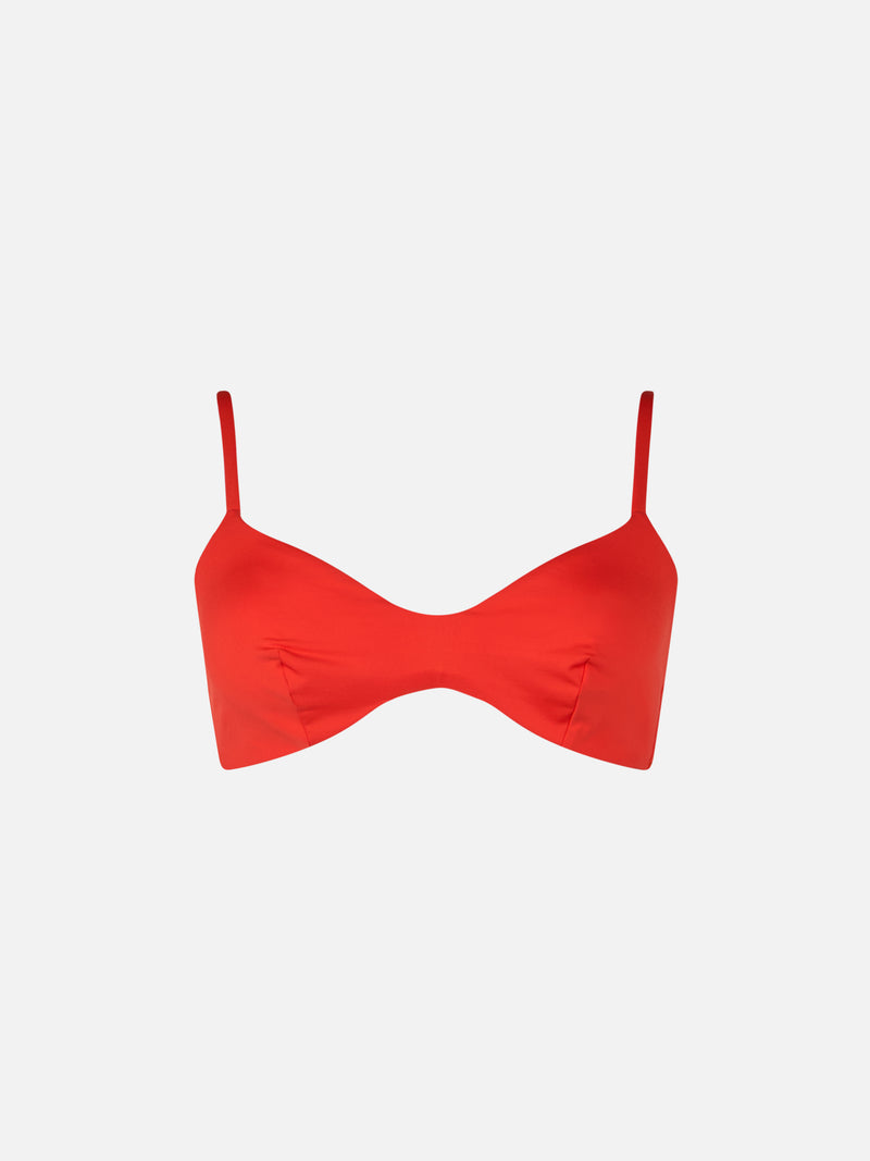 Top da spiaggia arancione da donna a bralette a scollo tondo May